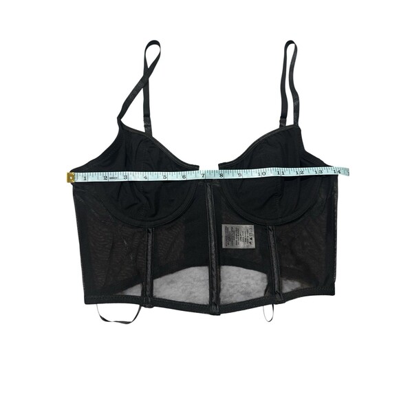 Sky to Moon Black Mesh Bustier Crop Top Corset Women’s L Sheer Boned Bralette - Picture 2 of 5